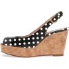 imageFSJ Women Peep Toe High Heel Wedge Sandals Slip on Cork Pumps Slingback Platform Slide Casual Party Dress Shoes Size 415 USBlack Polka Dots