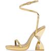 imageFSJ Women Sexy One Strap Open Toe Special Distorted High Heel Sandals Cross Ankle Strap Summer Party Dress Shoes Size 415 USGold
