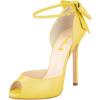 imageFSJ Women Stiletto High Heels Sandals Peep Toe Pumps Ankle Straps Bows Bridal Dress Party Shoes with Buckle Size 415 USYellow