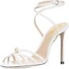 imageFSJ Women Strappy Open Toe Stiletto High Heels Ankle Wrap Dress Sandals Cutout Prom Shoes Size 415 USWhite