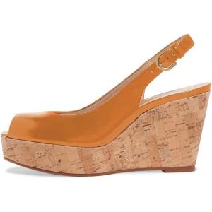 imageFSJ Women Peep Toe High Heel Wedge Sandals Slip on Cork Pumps Slingback Platform Slide Casual Party Dress Shoes Size 415 USOrange