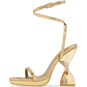 imageFSJ Women Sexy One Strap Open Toe Special Distorted High Heel Sandals Cross Ankle Strap Summer Party Dress Shoes Size 415 USGold