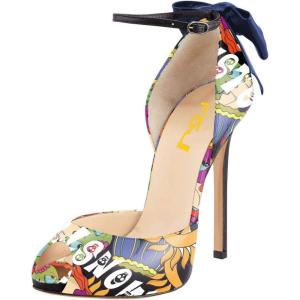 imageFSJ Women Stiletto High Heels Sandals Peep Toe Pumps Ankle Straps Bows Bridal Dress Party Shoes with Buckle Size 415 USCartoon
