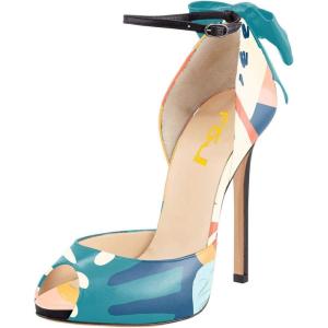 imageFSJ Women Stiletto High Heels Sandals Peep Toe Pumps Ankle Straps Bows Bridal Dress Party Shoes with Buckle Size 415 USMulticolor