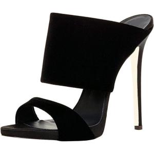 imageFSJ Women Versatile Open Toe High Heel Mules Backless Shoes Feminine Slingback Stiletto Slide Sandals Slip on Slipper Size 415 USBlack