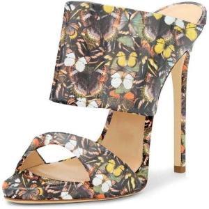 imageFSJ Women Versatile Open Toe High Heel Mules Backless Shoes Feminine Slingback Stiletto Slide Sandals Slip on Slipper Size 415 USButterfly