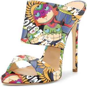 imageFSJ Women Versatile Open Toe High Heel Mules Backless Shoes Feminine Slingback Stiletto Slide Sandals Slip on Slipper Size 415 USCartoon