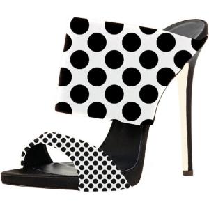 imageFSJ Women Versatile Open Toe High Heel Mules Backless Shoes Feminine Slingback Stiletto Slide Sandals Slip on Slipper Size 415 USDots