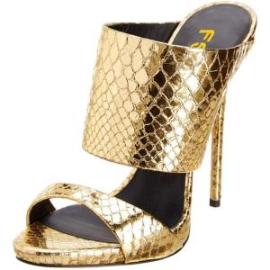 imageFSJ Women Versatile Open Toe High Heel Mules Backless Shoes Feminine Slingback Stiletto Slide Sandals Slip on Slipper Size 415 USGold Snake
