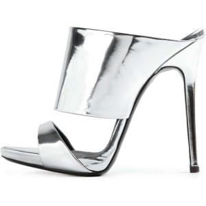 imageFSJ Women Versatile Open Toe High Heel Mules Backless Shoes Feminine Slingback Stiletto Slide Sandals Slip on Slipper Size 415 USSilver
