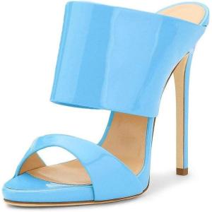 imageFSJ Women Versatile Open Toe High Heel Mules Backless Shoes Feminine Slingback Stiletto Slide Sandals Slip on Slipper Size 415 USSkyblue