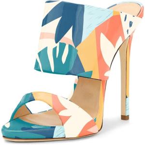 imageFSJ Women Versatile Open Toe High Heel Mules Backless Shoes Feminine Slingback Stiletto Slide Sandals Slip on Slipper Size 415 USSummer Beach