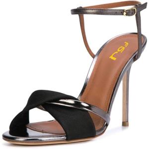 imageWomen Elegant Stiletto High Heels Ankle Strap Open Toe Sandals Prom Evening Dress Shoes Size 415 USBlack