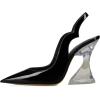 imageFSJ Women Chic Pointed Toe Slingback Pumps Sexy Transparent Chunky High Heel Slip On Graduation Homecoming Dress Shoes Size 415 USBlack