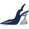 imageFSJ Women Chic Pointed Toe Slingback Pumps Sexy Transparent Chunky High Heel Slip On Graduation Homecoming Dress Shoes Size 415 USBlue