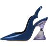 imageFSJ Women Chic Pointed Toe Slingback Pumps Sexy Transparent Chunky High Heel Slip On Graduation Homecoming Dress Shoes Size 415 USBlue Purple Heel