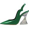imageFSJ Women Chic Pointed Toe Slingback Pumps Sexy Transparent Chunky High Heel Slip On Graduation Homecoming Dress Shoes Size 415 USGreen