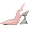 imageFSJ Women Chic Pointed Toe Slingback Pumps Sexy Transparent Chunky High Heel Slip On Graduation Homecoming Dress Shoes Size 415 USPink