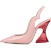 imageFSJ Women Chic Pointed Toe Slingback Pumps Sexy Transparent Chunky High Heel Slip On Graduation Homecoming Dress Shoes Size 415 USPink Red Heel