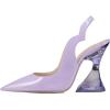 imageFSJ Women Chic Pointed Toe Slingback Pumps Sexy Transparent Chunky High Heel Slip On Graduation Homecoming Dress Shoes Size 415 USPurple