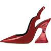 imageFSJ Women Chic Pointed Toe Slingback Pumps Sexy Transparent Chunky High Heel Slip On Graduation Homecoming Dress Shoes Size 415 USRed