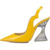imageFSJ Women Chic Pointed Toe Slingback Pumps Sexy Transparent Chunky High Heel Slip On Graduation Homecoming Dress Shoes Size 415 USYellow