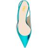 imageFSJ Women Classic Gold Chain Chunky Heel Slingback Pumps Pointed Toe Special Dressy High Heel Casual Wedding Office Shoes Size 416 USAqua Blue Metallic