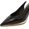 imageFSJ Women Classic Gold Chain Chunky Heel Slingback Pumps Pointed Toe Special Dressy High Heel Casual Wedding Office Shoes Size 416 USBlack