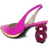 imageFSJ Women Classic Gold Chain Chunky Heel Slingback Pumps Pointed Toe Special Dressy High Heel Casual Wedding Office Shoes Size 416 USFuchsia