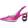 imageFSJ Women Classic Gold Chain Chunky Heel Slingback Pumps Pointed Toe Special Dressy High Heel Casual Wedding Office Shoes Size 416 USFuchsia