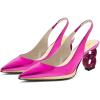 imageFSJ Women Classic Gold Chain Chunky Heel Slingback Pumps Pointed Toe Special Dressy High Heel Casual Wedding Office Shoes Size 416 USFuchsia