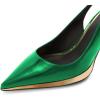 imageFSJ Women Classic Gold Chain Chunky Heel Slingback Pumps Pointed Toe Special Dressy High Heel Casual Wedding Office Shoes Size 416 USGreen