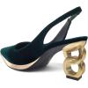 imageFSJ Women Classic Gold Chain Chunky Heel Slingback Pumps Pointed Toe Special Dressy High Heel Casual Wedding Office Shoes Size 416 USGreen Velvet
