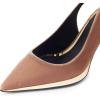 imageFSJ Women Classic Gold Chain Chunky Heel Slingback Pumps Pointed Toe Special Dressy High Heel Casual Wedding Office Shoes Size 416 USPeachy Velvet