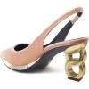 imageFSJ Women Classic Gold Chain Chunky Heel Slingback Pumps Pointed Toe Special Dressy High Heel Casual Wedding Office Shoes Size 416 USPeachy Velvet