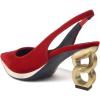 imageFSJ Women Classic Gold Chain Chunky Heel Slingback Pumps Pointed Toe Special Dressy High Heel Casual Wedding Office Shoes Size 416 USRed Velvet