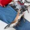 imageFSJ Women Classic Pointed Toe Snakeskin High Heels Pumps ShoesPython Black