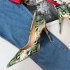 imageFSJ Women Classic Pointed Toe Snakeskin High Heels Pumps ShoesSnakeskin Green