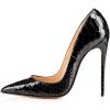 imageFSJ Women Fashion High Heel Pump Stilettos Pointy Toe Evening Party Dress Print Shoes Size 415 USBlack Snake