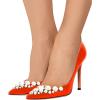 imageFSJ Women Fashion High Heel Pump Stilettos Pointy Toe Evening Party Dress Print Shoes Size 415 USOrange Pearl