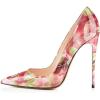 imageFSJ Women Fashion High Heel Pump Stilettos Pointy Toe Evening Party Dress Print Shoes Size 415 USPeony
