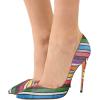 imageFSJ Women Fashion High Heel Pump Stilettos Pointy Toe Evening Party Dress Print Shoes Size 415 USRainbow Stripepatent