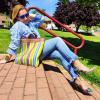 imageFSJ Women Fashion High Heel Pump Stilettos Pointy Toe Evening Party Dress Print Shoes Size 415 USRainbow Stripepatent