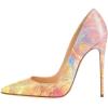 imageFSJ Women Fashion High Heel Pump Stilettos Pointy Toe Evening Party Dress Print Shoes Size 415 USWatercolor