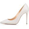 imageFSJ Women Fashion High Heel Pump Stilettos Pointy Toe Evening Party Dress Print Shoes Size 415 USWhite Glitter
