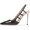 imageFSJ Women Pointy Toe Cutout Slip On Pumps Stilettos High Heel Slingback Gladiator Evening Office Lady Dress Shoes Size 415 USBlack