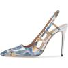 imageFSJ Women Pointy Toe Cutout Slip On Pumps Stilettos High Heel Slingback Gladiator Evening Office Lady Dress Shoes Size 415 USBlue Multi