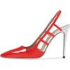 imageFSJ Women Pointy Toe Cutout Slip On Pumps Stilettos High Heel Slingback Gladiator Evening Office Lady Dress Shoes Size 415 USChili