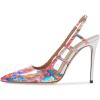 imageFSJ Women Pointy Toe Cutout Slip On Pumps Stilettos High Heel Slingback Gladiator Evening Office Lady Dress Shoes Size 415 USFloral