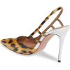 imageFSJ Women Pointy Toe Cutout Slip On Pumps Stilettos High Heel Slingback Gladiator Evening Office Lady Dress Shoes Size 415 USLeopard